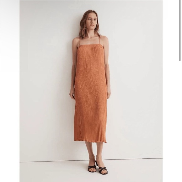 Madewell Dresses & Skirts - Madewell The Goldie Dress in Plissé Sunset Haze Orange Size 0